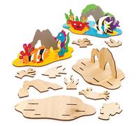 Baker Ross Kits de escenas 3D de la en el océano Hecho de Madera (Pack de 4), para Que los niños lo monten y decoren