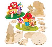 Baker Ross Kits de escenas de hadas 3D de madera (Paquete de 4) Manualidades infantiles para montar y jugar (AW283)