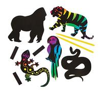 Baker Ross Kits de Imanes de Frigorífico para Rascar con Animales de la Selva Que los Niños Pueden Crear, Personalizar y Exhibir como Manualidades Scratch Art Veraniegas (Pack de 12), Multicolor