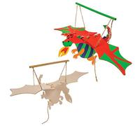 Baker Ross- Kits de marionetas de madera con forma de dragón (Pack de 3) Marionetas móviles con alas, brazos y piernas movibles para que los niños las creen