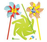 Baker Ross- Kits de molinillos de viento con motivos marinos (Pack de 6) Suministros de artesanía para niños pequeños, regalitos para fiestas y actividades.