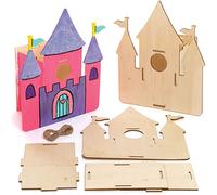 Baker Ross Kits de pajareras de madera AT996 Castle, paquete de 2, casas para pájaros para pintar y decorar para niños, manualidades o proyectos de jardinería