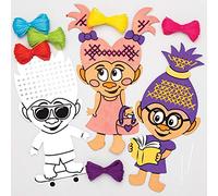 Baker Ross Kits de Punto de Cruz Cabeza Peludas Para Colorear AT891 (Pack de 5) - Ideales para manualidades y decoraciones, surtidos