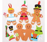 Baker Ross Kits Decoraciones combinables muñeco de jengibre (Pack de 6) para manualidades y decoraciones navideñas infantiles