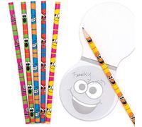 Baker Ross Lapices de Caras Divertidas AT963 (paquete de 12) para bolsos de fiesta y pequeños juguetes para niños, surtidos