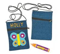 Baker Ross Llanura Denim cremallera bolsos de hombro para los niños a pintar, decorar y personaliza - Pack de 4