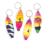Baker Ross Llaveros de plástico con forma de tabla de surf , pack de 8, Multicolor, Talla 7.5 cm