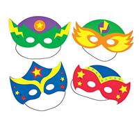 Baker Ross Máscaras de Espuma de Superhéroe (Paquete de 4) Kits de Manualidades Para Actividades Artísticas Para Niños, Multicolor, Talla 23 cm-35 cm