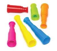 Baker Ross- Minitelescopios retráctiles de plástico en varios colores (Pack de 6), Perfectos para bolsas de regalos para niños, fiestas de Halloween, rellenos de piñata o regalos de cumpleaños