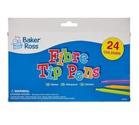 Baker Ross Pack ahorro de rotuladores con punta fina de fibra (Paquete de 24) Esencial para clases de arte para niños