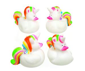 Baker Ross Patitos unicornios multicolor, ideales para bolsas sorpresa para que los niños jueguen con ellos (pack de 4).