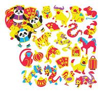 Baker Ross Pegatinas de Espuma Año Nuevo Chino (paquete de 120) perfectas para que los niños decoren collages y manualidades, ideal para escuelas, grupos de manualidades y fiestas
