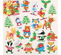 Baker Ross- Pegatinas de Espuma con Animales del Bosque Invernal (Pack de 120) para Decoraciones o Tarjetas navideñas