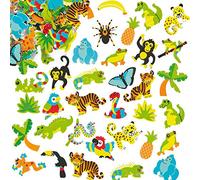 Baker Ross- Pegatinas de Espuma con Diseños de la Selva (Pack de 100) para Decorar Tarjetas, Cuadernos, Manualidades y Collages Infantiles