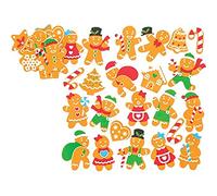 Baker Ross Pegatinas de espuma de pan de jengibre (paquete de 120) para manualidades y proyectos de arte para niños, tarjetas, bolsos de fiesta y decoraciones
