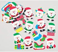 Baker Ross - Pegatinas de espuma en forma de Papá Noel - Perfectas para que los niños decoren y personalicen tarjetas, collages, escenas y manualidades navideñas (pack de 12), varios