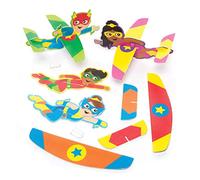 Baker Ross- Planeadores de superhéroes (Pack de 8) - Planeadores para lanzar infantiles perfectos para bolsas sorpresa o como regalo
