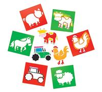 Baker Ross- Plantillas lavables de plástico de animales de la granja para pintar (Pack de 6) - Actividad de manualidades infantiles