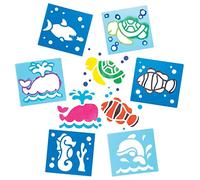 Baker Ross- Plantillas Lavables de plástico de Animales Marinos (Pack de 6) - Actividad de Manualidades Infantiles para Pintar