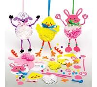 Baker Ross Pom Poms de Pascua - Paquete de 3, Manualidades de Pascua para Niños (AX808)