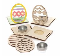 Baker Ross Portavelas de Madera en forma de Huevo de Pascua - Paquete de 4, Manualidades de Pascua para Niños (AX806)