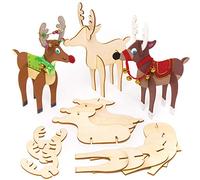 Baker Ross Renos de Madera (Pack de 6) para manualidades y decoraciones navideñas