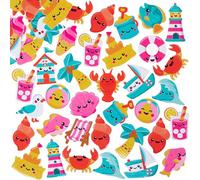 Baker Ross VC102 Pegatinas de espuma Beach Buddies - Pack de 120, Pegatinas variadas para manualidades de verano