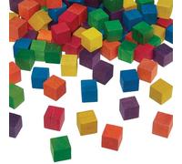 Baker Ross VC200 Mini Cubos de Madera de Colores - Pack de 72, Pequeños cubos de colores para manualidades