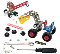 Baker Ross VC221 Kit de construcción metálico de excavadora y grúa - Lote de 2, Construye tu propia excavadora y grúa