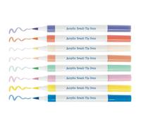 Baker Ross VC263 Pastel Acrylic Porcelain & Deco Brush Tip Pens - Pack de 8, Rotuladores pastel con punta de pincel
