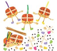 Baker Ross WA126 Kits de Decoración Hot Cross Bun Mix & Match - Pack de 8, Divertidos kits de manualidades de espuma con limpiapipas para Pascua