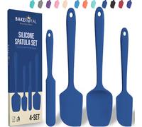 BakeRoyal Silicone Spatula Set 4Piece Rubber Spatulas Silicone Heat Resistant 600F for Everyday Task Seamless Design Kitche