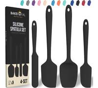 BakeRoyal Silicone Spatula Set 4Piece Rubber Spatulas Silicone Heat Resistant 600F for Everyday Task Seamless Design Kitche