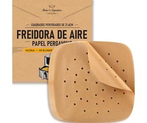 Baker's Signature Papel para Freidora de Aire, 220 Unidades - Cuadrado de 8.5 Inch Sin Blanquear para Cosori y Más - No Tóxico, No Se Enrolla, Fácil Limpieza