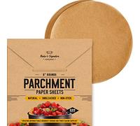Baker's Signature - Paquete de 220 hojas redondas de papel pergamino de 6 pulgadas para hornear, revestimiento de silicona precortado y sin blanquear, no se enrolla ni se quema, no tóxico y viene en