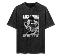 Baki The Grappler Manga Hanma Yujiro Unisex T-Shirt Printed tee Black Mens Top Shirt XL