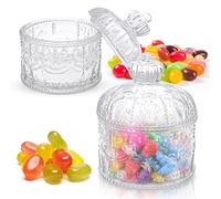 Bakiauli 2 Piezas Tarros de Cristal con Tapa, Dulces Galletas de Vidrio Tarro Transparente para Almacenar Dulces Objetos Pequeños