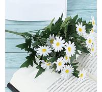 Bakiauli Flores Artificiales, Un Ramo de 24 Flores Margaritas Blancas, Margaritas Artificiales Falsas Decoran Plantas Artificiales Bricolaje Decoración Floral