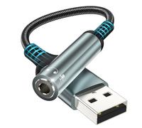 bakibo Adaptador USB a Jack 3.5 mm, Tarjeta de Sonido Externa USBA a Audio 3,5 mm Cable DAC Adaptador Jack a USB para Auriculares y Micrófono Compatible con PC Portátil Laptop Ordenador PS5, Negro