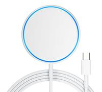 bakibo Cargador Inalámbrico Magnético mag-Safe Wireless Charger 15W Cargador inducción Carga con LED 1.2M Cable Compatible con iPhone 16/15/14/13/12 Series, Air-Pods 3/Pro/Pro 2, Blanco