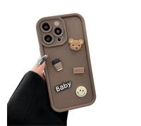 Bakicey Compatible con iPhone 16 Funda, 3D Teddy Bear Pattern Design Soft Silicone Schutzhülle Aesthetic Stoßfest Kratzfest Mädchen Ultra Thin Case Cover für iPhone 16, Kaffee