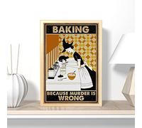 Baking Because Murder Is Wrong Witch Vertical Kitchen Decor Witch's Kitchen Love Witch Decoración de Halloween Letreros de metal con citas Letrero de metal con refranes de estaño de 12.0 x 8.0 in