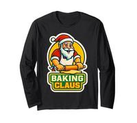 Baking Claus Baker Santa Feliz Navidad Vacaciones Festivo Diversión Manga Larga