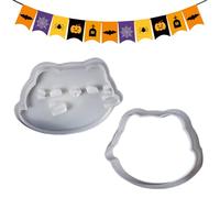 Baking Cutter, Halloween Cat Cookie Cutting Mold, Easy Use Embossing Tool to Beginners, Kitchen Moulds for Cheese, Dough, Chocolate, Fondant, Event Bakery Treats, Color Silver