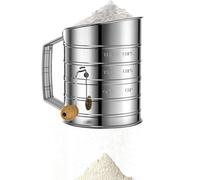 Baking Flour Sieve - Manual Crank Sifter For Cakes And Pastries | Professional Food-Grade Fine Mesh Shaker For Even Distribution | Dishwasher Safe Kitchen Accessory Dessert Decorating