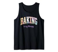 Baking is My Therapy, Divertido diseño Floral con Palabras para Amantes de la repostería Camiseta sin Mangas