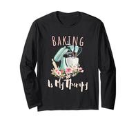 Baking Is My Therapy Kitchen Bake Lover Cooking Baker Cita Manga Larga