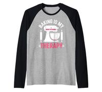 Baking Is My Therapy Pastry Funny Muffin Baker Camiseta Manga Raglan