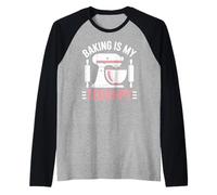 Baking Is My Therapy Pastry Funny Muffin Baker Camiseta Manga Raglan