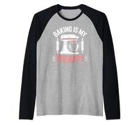 Baking Is My Therapy Pastry Funny Muffin Baker Camiseta Manga Raglan